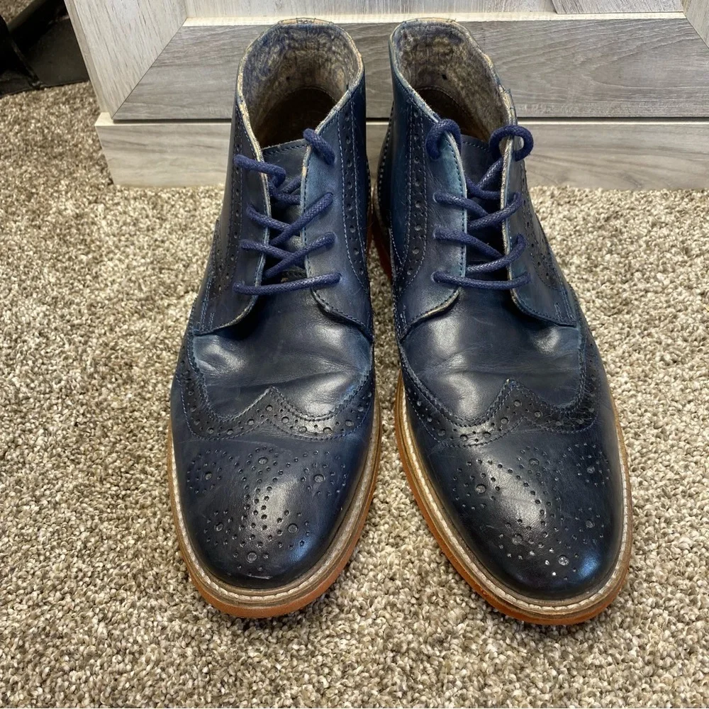 Rush Gordon Rush NOAH Navy Leather Oxford Wingtip Boot Chukka 8
